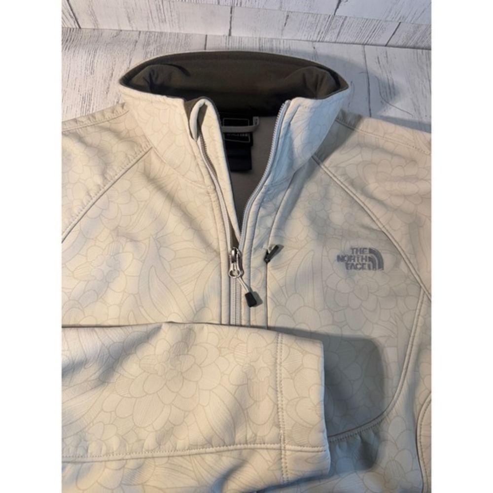 The North Face Womens Softshell Jacket Floral Print Beige Outdoor Layer L